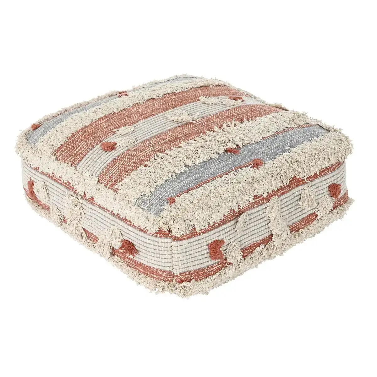 Pouf dkd home decor rayures orange blanc 60 x 60 x 25 cm boho_1278. DIAYTAR COTE D'IVOIRE - Votre Destination pour un Shopping Unique. Parcourez notre catalogue et trouvez des articles qui expriment votre singularité et votre style.