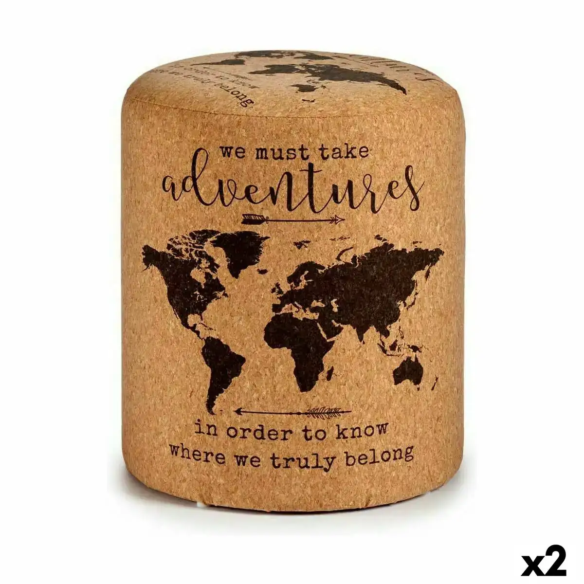 Pouf mappemonde marron liege bois mdf 34 x 39 x 34 cm 2 unites _9855. DIAYTAR COTE D'IVOIRE - Là où le Shopping devient une Fête des Sens. Plongez dans notre univers et choisissez des produits qui éveillent votre goût pour l'esthétique et l'authenticité.