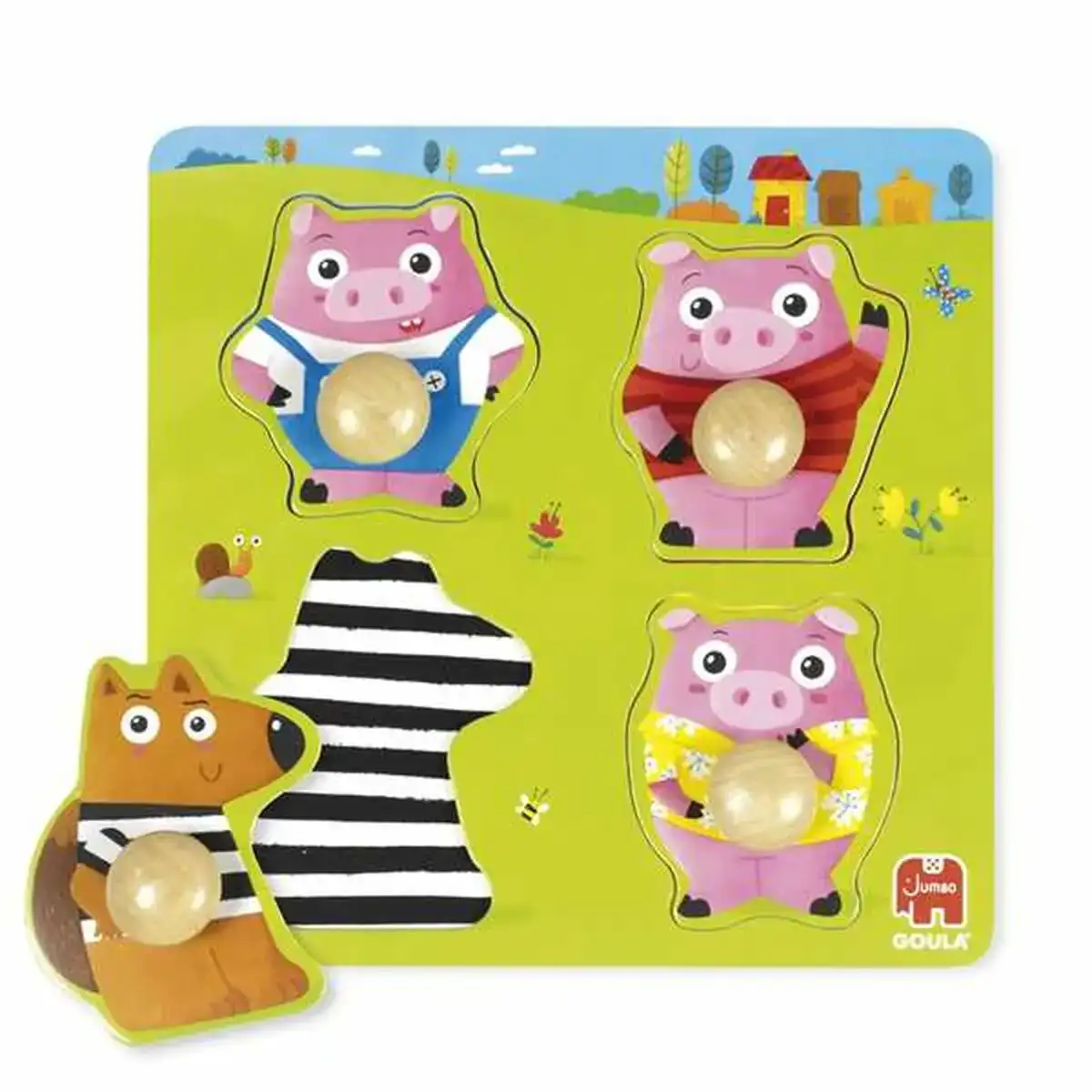 Puzzle enfant en bois goula three little pigs_6259. DIAYTAR COTE D'IVOIRE - L'Artisanat à Portée de Clic. Découvrez notre boutique en ligne pour trouver des produits uniques qui célèbrent la créativité et l'artisanat sénégalais.