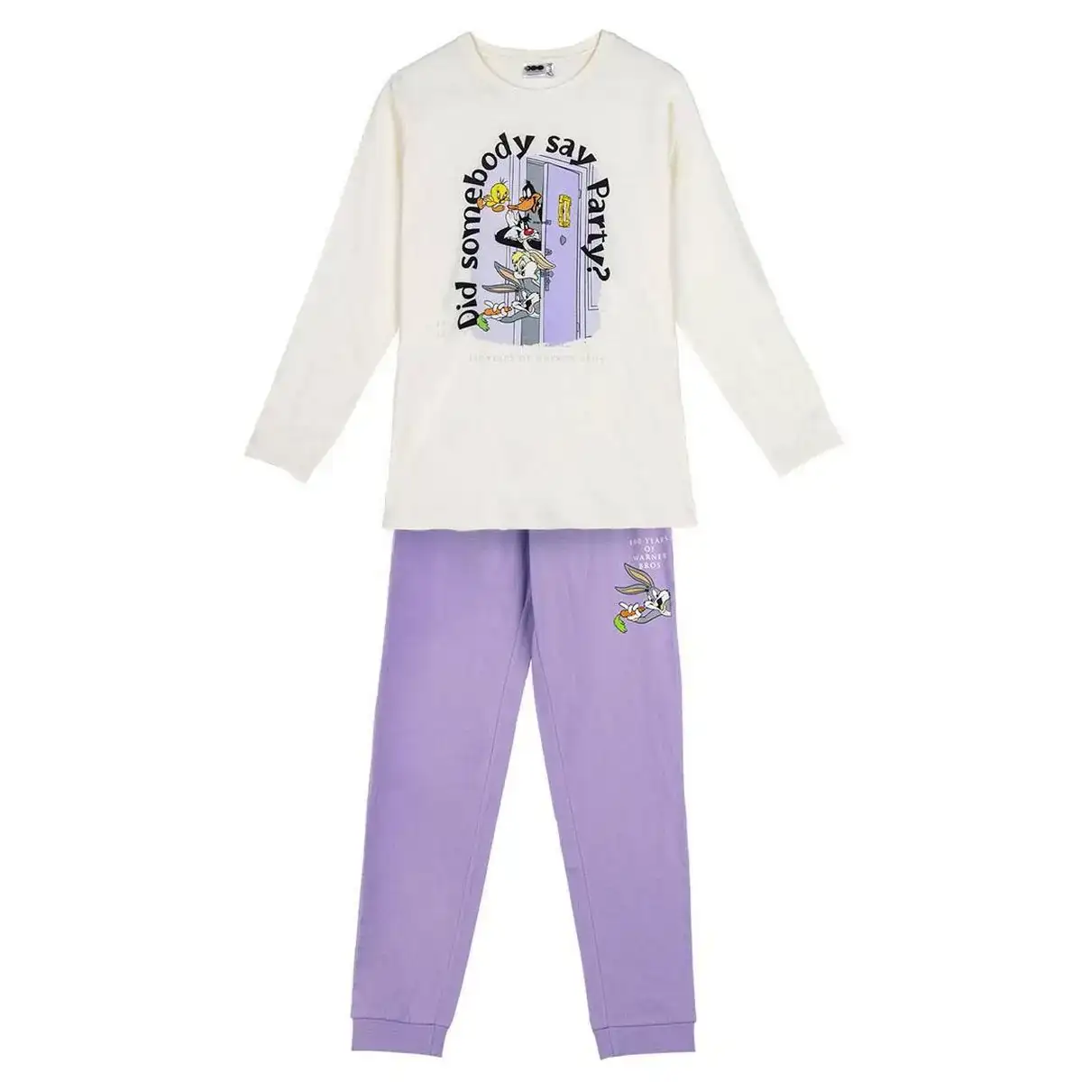 Pyjama warner bros lila beige_9932. DIAYTAR COTE D'IVOIRE - Où Chaque Produit a son Histoire à Raconter. Parcourez notre catalogue et découvrez des articles qui portent en eux la passion et l'histoire du Côte d'Ivoire.