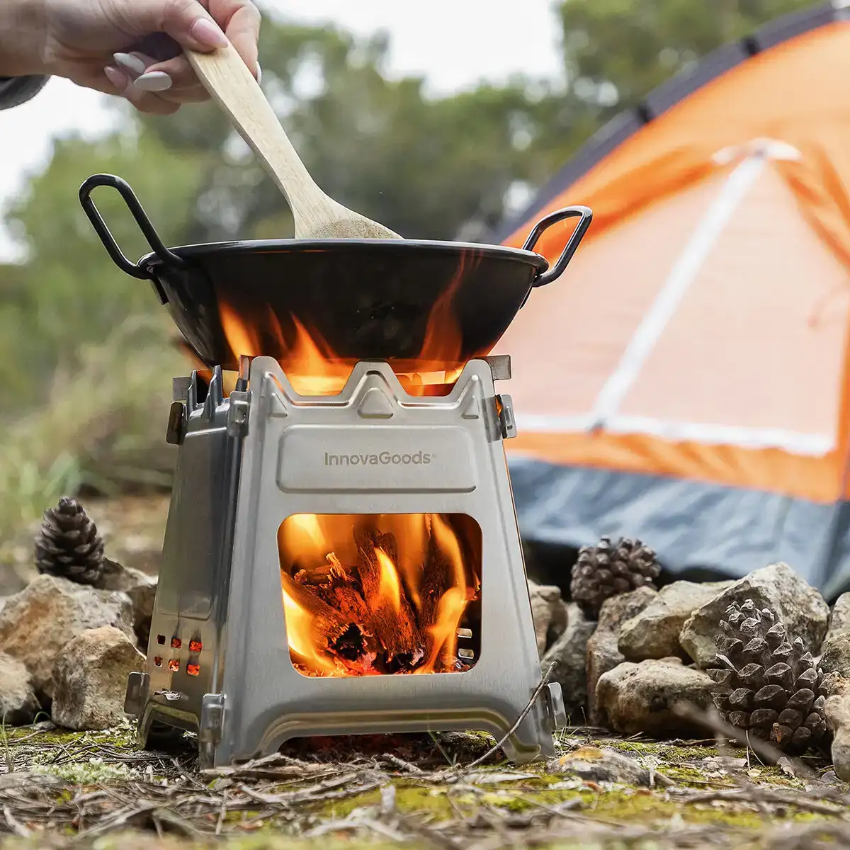 Rechaud de camping pliable en acier flamet innovagoods_4048. DIAYTAR COTE D'IVOIRE - Où Choisir est un Plaisir Responsable. Parcourez notre catalogue et choisissez des produits qui incarnent notre engagement envers des pratiques durables et éthiques.
