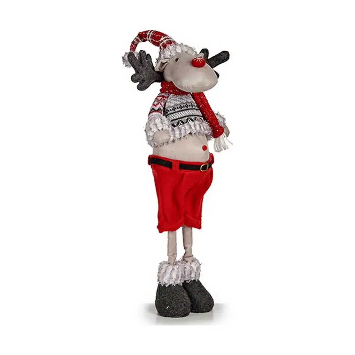 Renne de noel 15 x 63 x 22 cm rouge gris blanc creme_5124. DIAYTAR COTE D'IVOIRE - L'Art du Shopping Distinctif. Naviguez à travers notre gamme soigneusement sélectionnée et choisissez des produits qui définissent votre mode de vie.