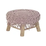 Repose pied dkd home decor 48 x 48 x 30 cm naturel bois marron rose clair macrame boho_6966. DIAYTAR COTE D'IVOIRE - Où Choisir est une Célébration de l'Artisanat. Explorez notre boutique en ligne et choisissez des articles qui incarnent l'art et le savoir-faire du Côte d'Ivoire.