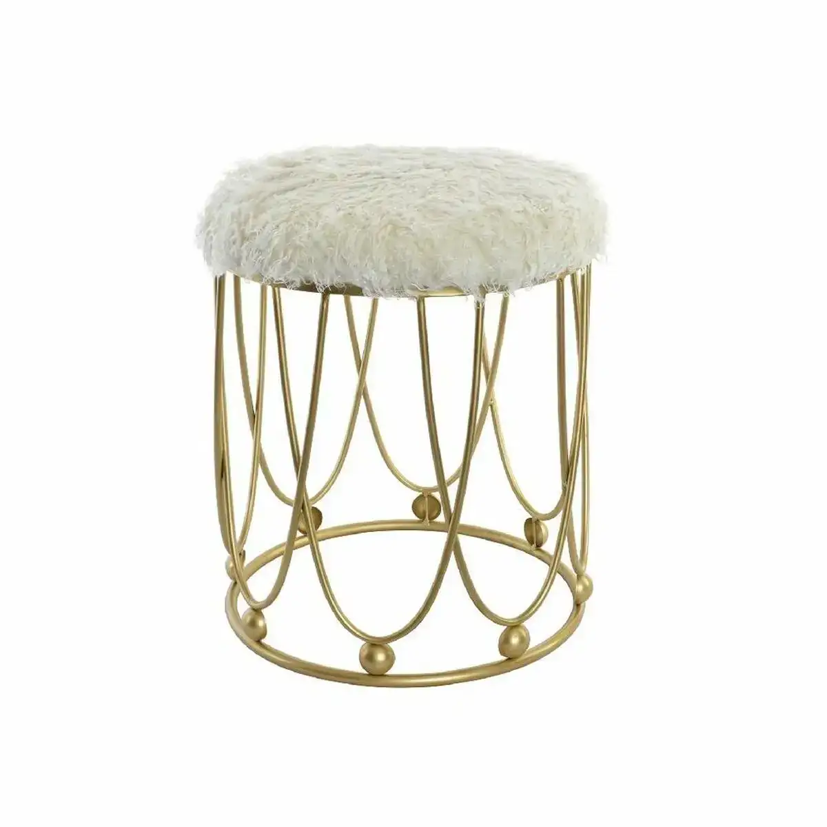 Repose pied dkd home decor dore metal polyester velours blanc 40 x 40 x 46 cm _4837. DIAYTAR COTE D'IVOIRE - Votre Passage vers la Découverte. Explorez notre boutique en ligne pour trouver des trésors qui vous attendent, du traditionnel à l'avant-garde.