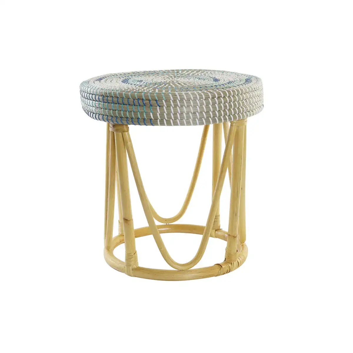 Repose pied dkd home decor naturel turquoise blanc rotin tropical herbier marin 41 x 41 x 42 cm _5408. DIAYTAR COTE D'IVOIRE - Où Choisir est un Plaisir Responsable. Explorez notre boutique en ligne et adoptez des produits qui reflètent notre engagement envers la durabilité.