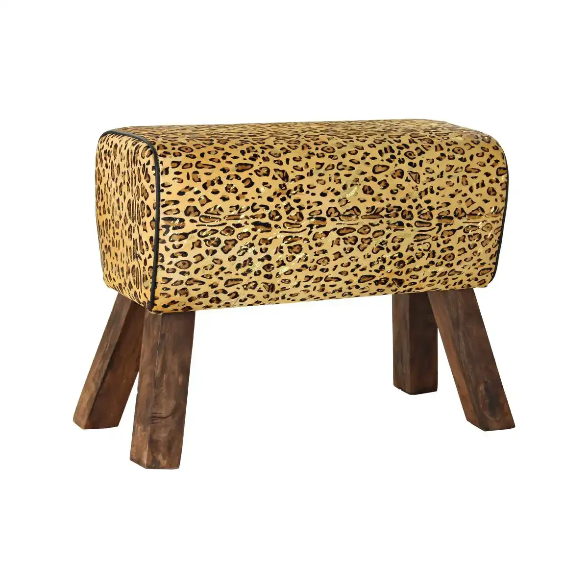 Repose pied dkd home decor noir bois marron cuir leopard 67 x 30 x 51 cm _3237. DIAYTAR COTE D'IVOIRE - Là où la Beauté Rencontre la Fonctionnalité. Parcourez notre sélection pour trouver des produits qui allient esthétique et praticité, pour un quotidien sublimé.
