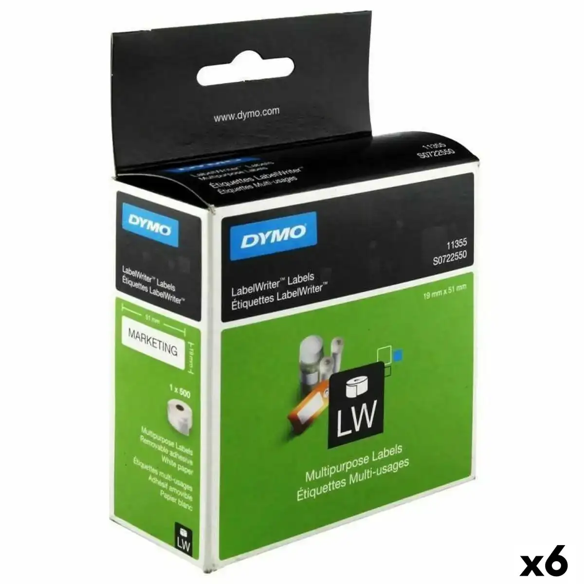 Rouleau d etiquettes dymo lw11355 19 x 51 mm blanc noir 6 unites _2030. DIAYTAR COTE D'IVOIRE - Là où Chaque Produit Évoque une Émotion. Parcourez notre catalogue et choisissez des articles qui vous touchent et qui enrichissent votre expérience.