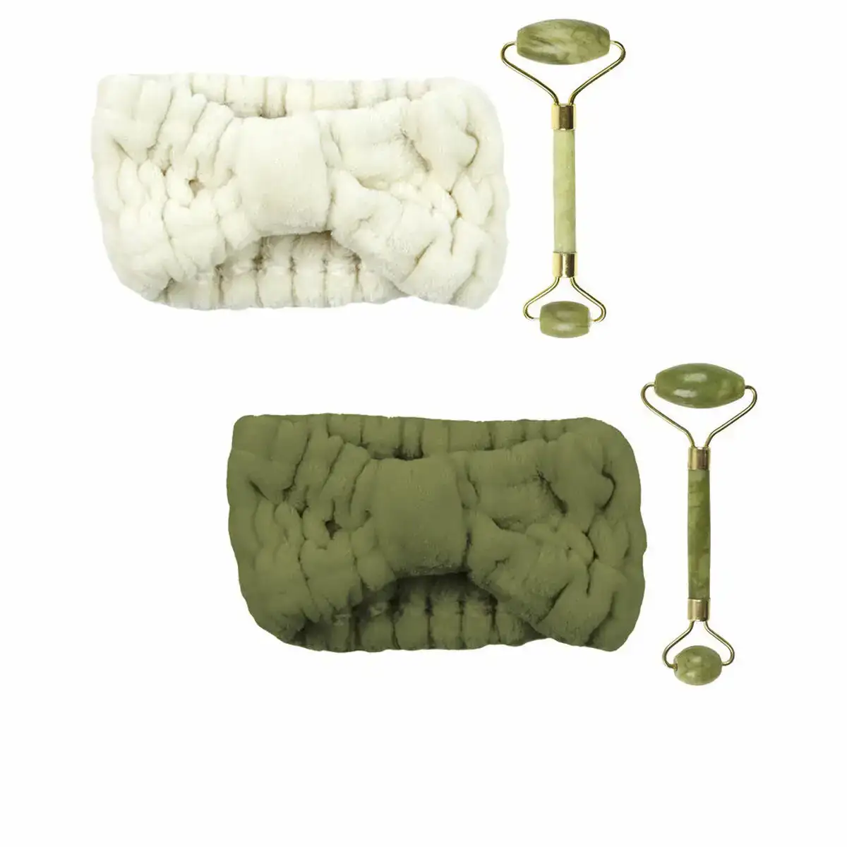 Rouleau facial Cosmetic Club   Masseur Jade 2 Pièces