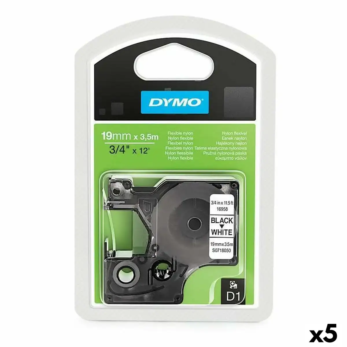 Ruban de transfert thermique dymo d1 16958 19 mm x 3 5 m noir blanc nylon 5 unites _8506. DIAYTAR COTE D'IVOIRE - Votre Passage vers le Raffinement. Plongez dans notre univers de produits exquis et choisissez des articles qui ajoutent une touche de sophistication à votre vie.