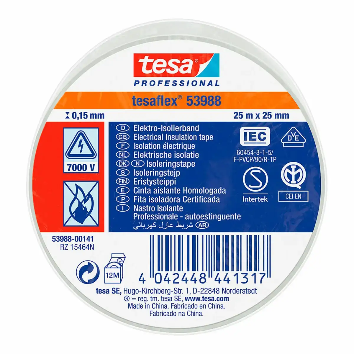 Ruban isolant tesa blanc pvc 25 mm x 25 m _2004. DIAYTAR COTE D'IVOIRE - Là où Chaque Clic Compte. Parcourez notre boutique en ligne et laissez-vous guider vers des trouvailles uniques qui enrichiront votre quotidien.