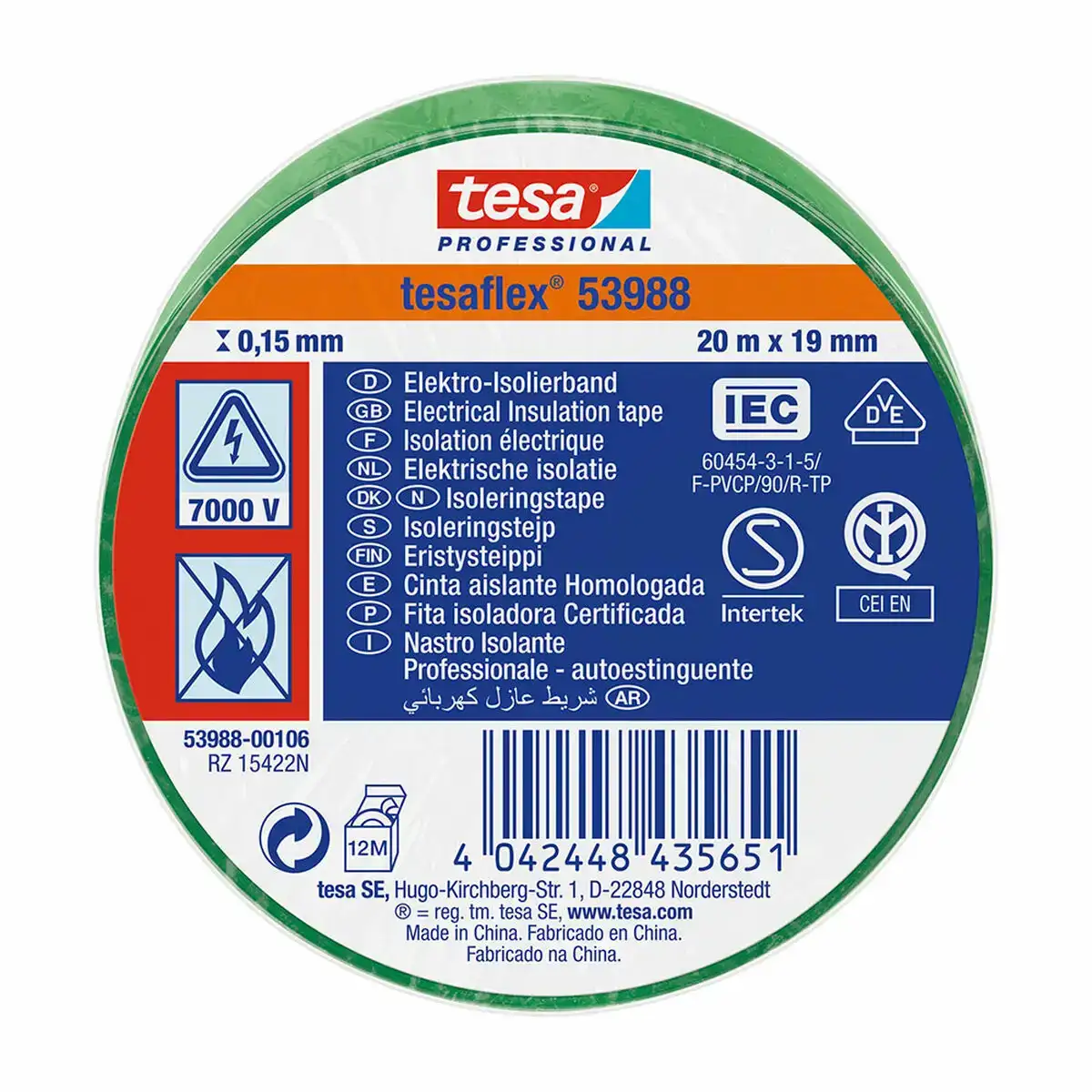 Ruban isolant tesa vert 20 m x 19 mm _5240. DIAYTAR COTE D'IVOIRE - Votre Destination pour un Shopping Éclairé. Parcourez notre boutique en ligne pour découvrir des produits de qualité qui embelliront votre quotidien.