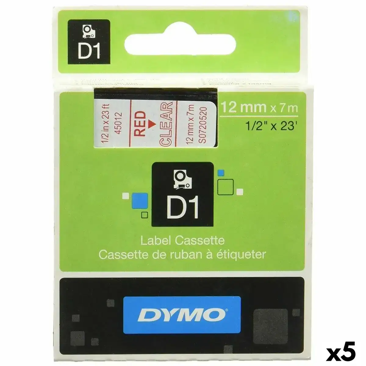 Ruban lamine pour etiqueteuses dymo d1 45012 labelmanager tm rouge transparent 12 mm noir 5 unites _6749. DIAYTAR COTE D'IVOIRE - L'Art de Vivre l'Excellence au Quotidien. Explorez notre gamme et choisissez des produits qui ajoutent une note de prestige à votre vie.