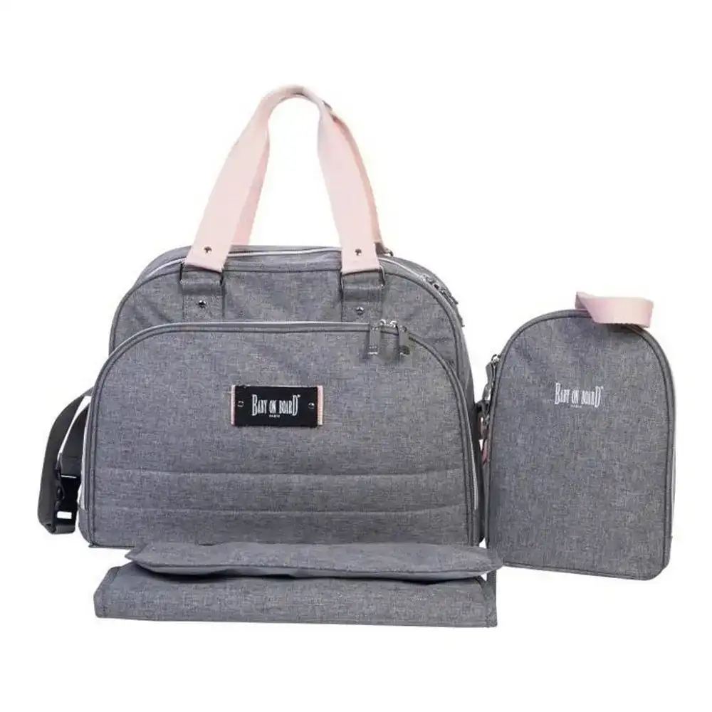Sac a langer baby on board urban sweet gris rose_5468. DIAYTAR COTE D'IVOIRE - Votre Destination pour un Shopping Inoubliable. Naviguez à travers notre catalogue et choisissez des produits qui vous marquent par leur originalité.