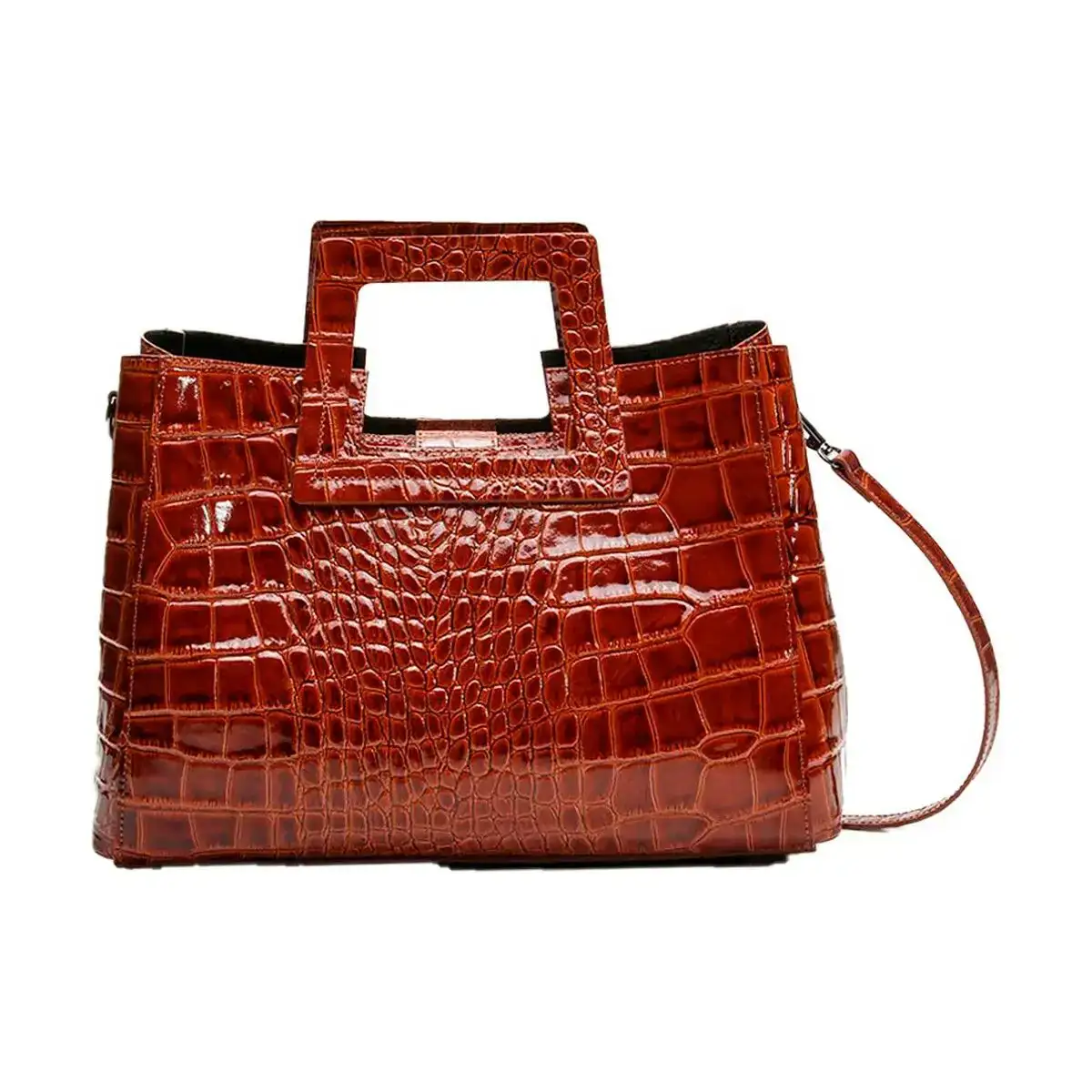Sac a main femme maison heritage jane croco marron 34 x 26 x 12 cm _3501. Bienvenue chez DIAYTAR COTE D'IVOIRE - Là où les Désirs Prendent Vie. Explorez notre boutique en ligne et laissez-vous séduire par des articles qui font écho à vos aspirations et à votre style unique.