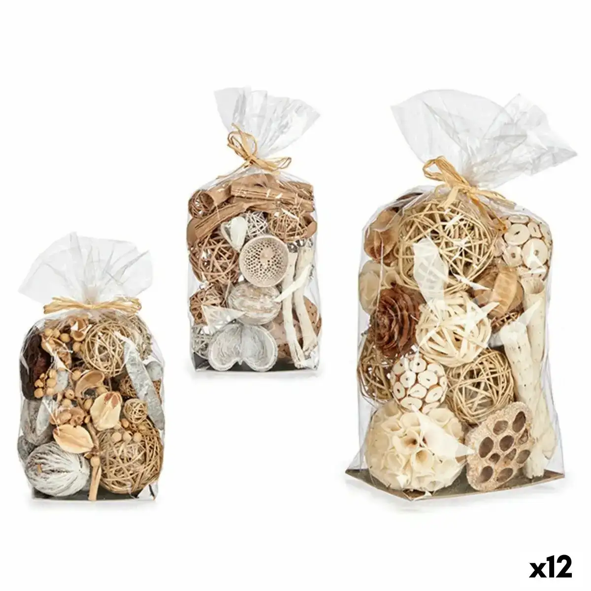Sac boules decoratives 18 x 34 x 14 cm marron blanc 12 unites _5257. DIAYTAR COTE D'IVOIRE - L'Art de Choisir, l'Art de Vivre. Parcourez notre boutique en ligne et choisissez parmi des produits de qualité qui ajoutent de l'élégance à votre quotidien.
