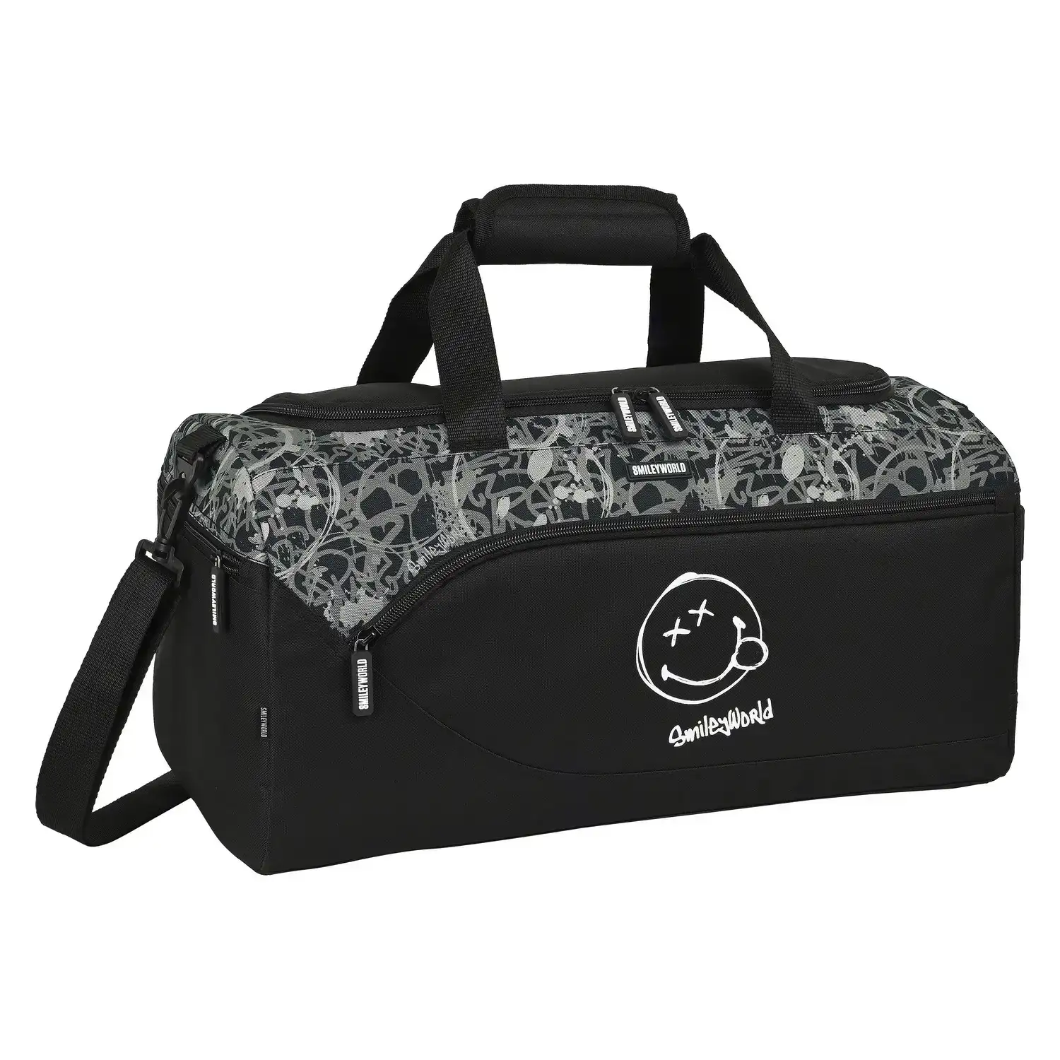 Sac de sport smiley urban flow noir 50 x 25 x 25 cm_9313. DIAYTAR COTE D'IVOIRE - Où Choisir est une Célébration. Découvrez notre sélection de produits qui représentent la diversité et la joie du Côte d'Ivoire, à chaque étape de votre vie.