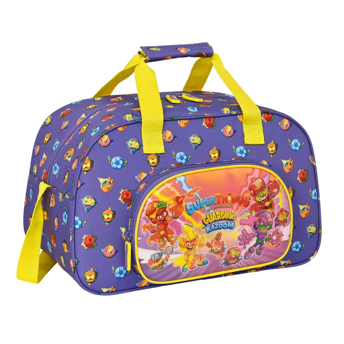 Sac de sport superthings guardians of kazoom violet jaune 40 x 24 x 23 cm _3979. DIAYTAR COTE D'IVOIRE - Votre Passage vers la Découverte. Explorez notre boutique en ligne pour trouver des trésors qui vous attendent, du traditionnel à l'avant-garde.