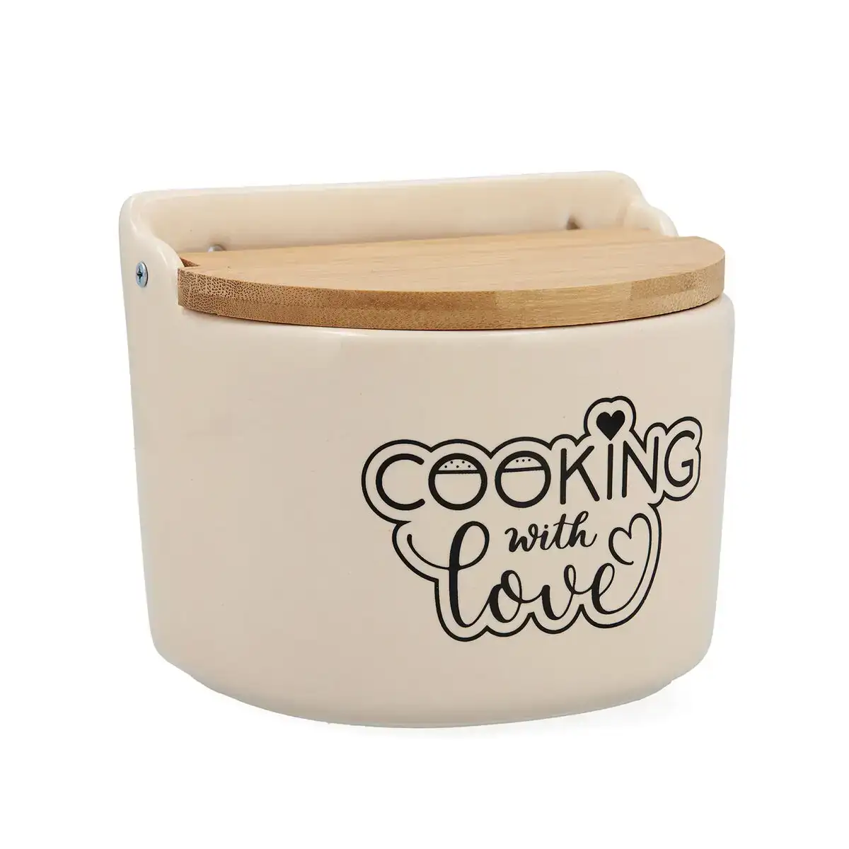 Saliere avec couvercle quid cooking with love rond ceramique blanc 14 x 12 cm_9673. DIAYTAR COTE D'IVOIRE - Votre Pass vers la Découverte. Explorez notre boutique en ligne et plongez dans un voyage à travers des produits authentiques et contemporains, tous réunis sous un même toit.