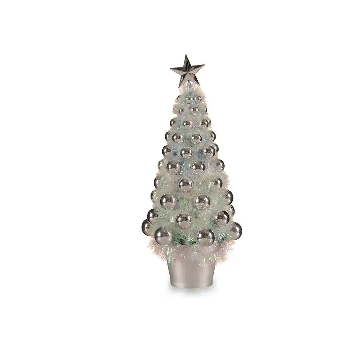 Sapin de noel iridescent argente plastique 16 x 37 5 x 16 cm polypropylene_5355. DIAYTAR COTE D'IVOIRE - L'Art de Vivre en Couleurs. Découvrez notre boutique en ligne et trouvez des produits qui ajoutent une palette vibrante à votre quotidien.