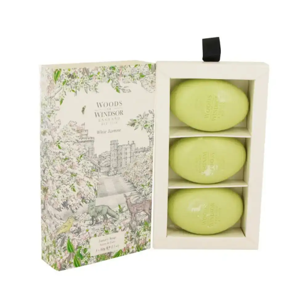 Savon woods of windsor white jasmine 3 x 100 g _8875. DIAYTAR COTE D'IVOIRE - L'Art de Vivre le Shopping Authentique. Découvrez notre boutique en ligne et trouvez des produits qui incarnent la passion et le savoir-faire du Côte d'Ivoire.