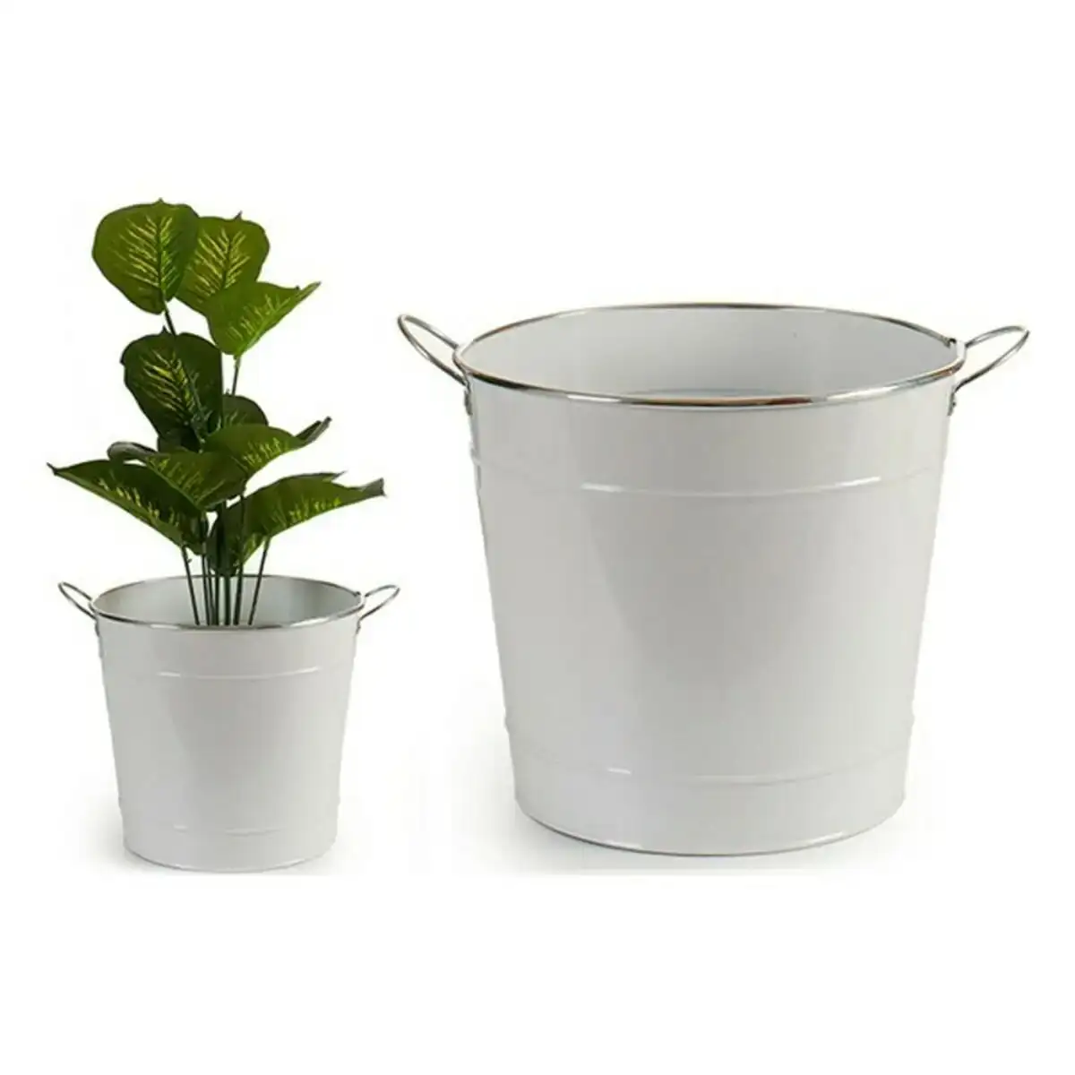 Seau blanc metal argent 29 x 27 x 37 cm _5563. DIAYTAR COTE D'IVOIRE - Votre Paradis Shopping au Cœur du Côte d'Ivoire. Explorez notre boutique en ligne et découvrez des produits conçus pour enchanter chaque aspect de votre vie.