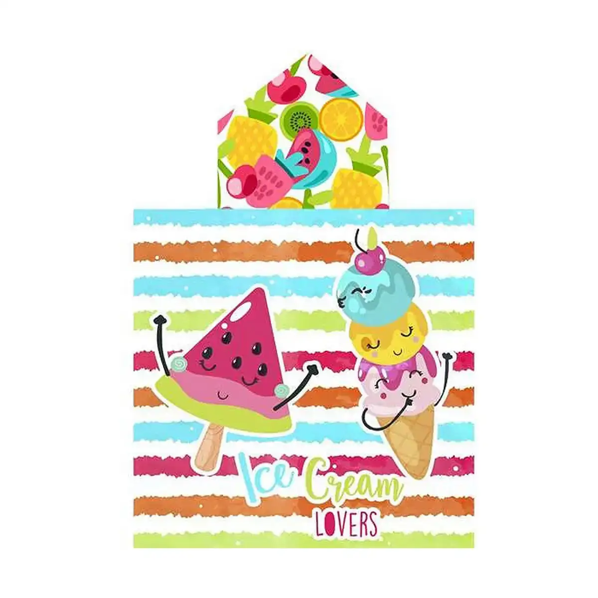 Serviette poncho avec capuche secaneta imprime fruits 60 x 120 cm_4408. Entrez dans l'Univers de DIAYTAR COTE D'IVOIRE - Où Chaque Produit est une Découverte. Explorez notre gamme variée et trouvez des articles qui vous surprennent et vous inspirent.