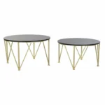 Set de 2 tables gigognes dkd home decor 79 x 79 x 46 cm noir dore metal bois_2450. DIAYTAR COTE D'IVOIRE - Où Choisir est un Acte d'Amour pour le Côte d'Ivoire. Explorez notre boutique en ligne et choisissez des articles qui célèbrent la culture et l'artisanat du pays.