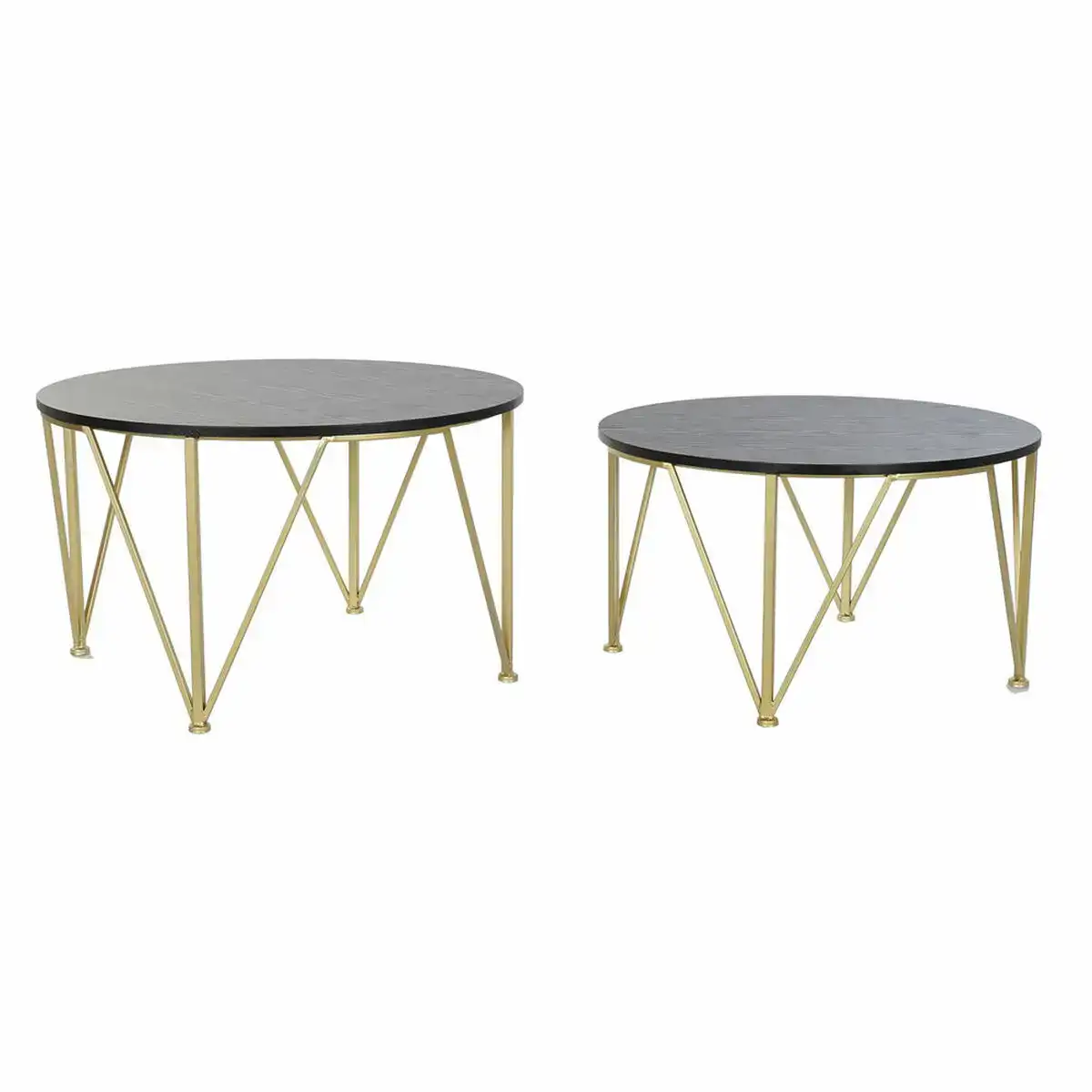 Set de 2 tables gigognes dkd home decor 79 x 79 x 46 cm noir dore metal bois_2450. DIAYTAR COTE D'IVOIRE - Où Choisir est un Acte d'Amour pour le Côte d'Ivoire. Explorez notre boutique en ligne et choisissez des articles qui célèbrent la culture et l'artisanat du pays.