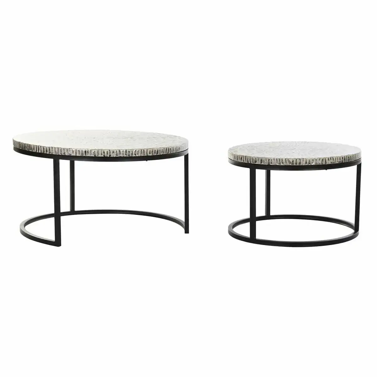 Set de 2 tables gigognes dkd home decor 80 x 80 x 44 cm gris beige nacre noire fer_1046. Votre Destination de Choix: DIAYTAR COTE D'IVOIRE - Où l'Authenticité Rencontre la Commodité. Faites l'expérience de magasiner en ligne pour des articles qui incarnent la richesse culturelle et la modernité du Côte d'Ivoire.