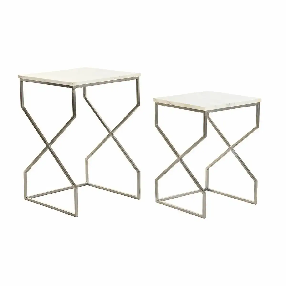 Set de 2 tables gigognes dkd home decor argente metal marbre 40 x 40 x 60 5 cm_3647. DIAYTAR COTE D'IVOIRE - Où Votre Shopping Prend Vie. Explorez notre boutique en ligne pour trouver des articles qui vous ressemblent et qui ajoutent de l'éclat à votre quotidien.