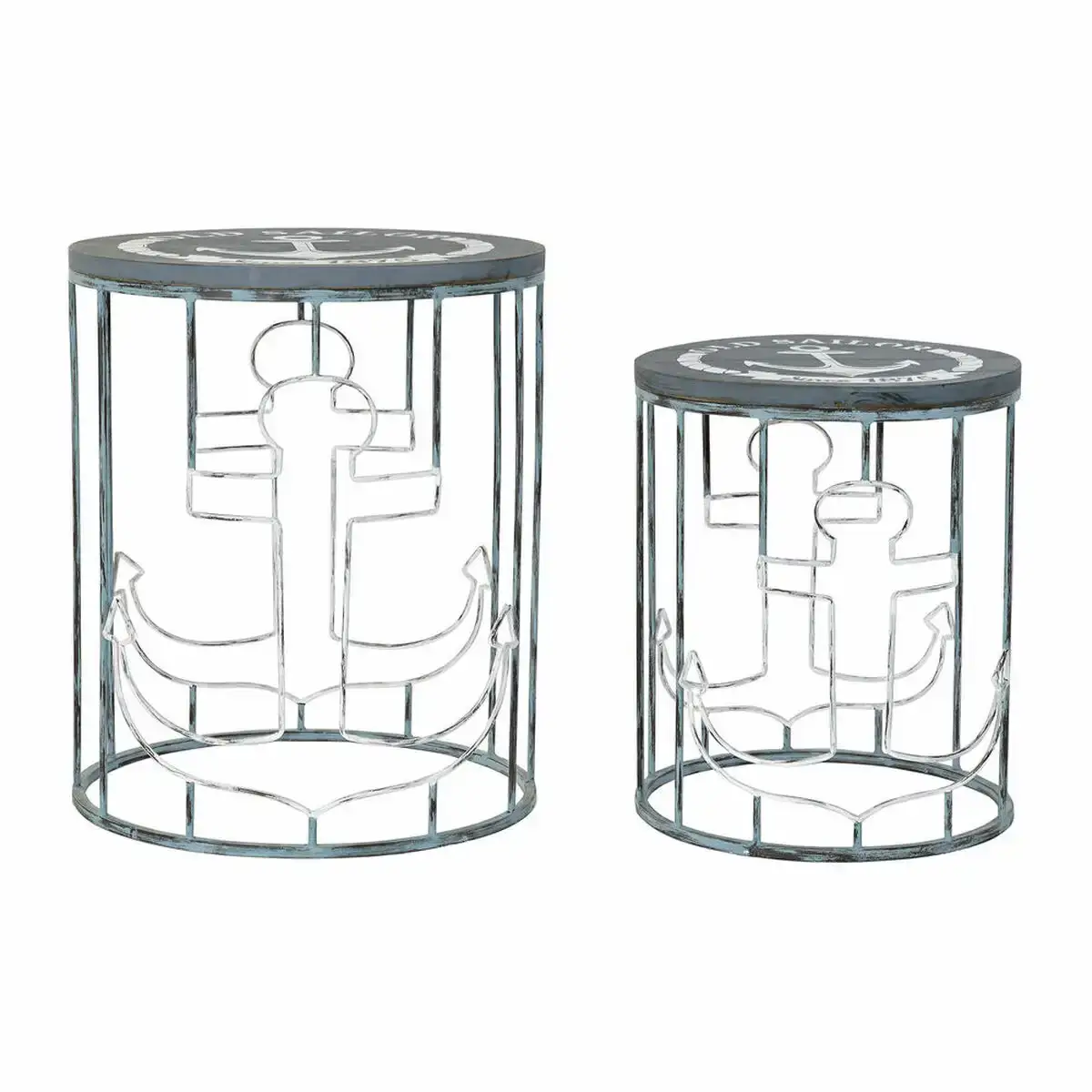 Set de 2 tables gigognes dkd home decor bleu blanc metal bois mdf 50 x 50 x 60 cm 40 x 40 x 48 cm _8649. Bienvenue chez DIAYTAR COTE D'IVOIRE - Là où les Désirs Prendent Vie. Explorez notre boutique en ligne et laissez-vous séduire par des articles qui font écho à vos aspirations et à votre style unique.
