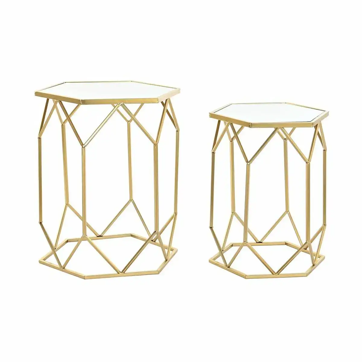 Set de 2 tables gigognes dkd home decor miroir dore metal 46 x 46 x 55 cm 2 pcs _2597. DIAYTAR COTE D'IVOIRE - L'Art du Shopping Distinctif. Naviguez à travers notre gamme soigneusement sélectionnée et choisissez des produits qui définissent votre mode de vie.