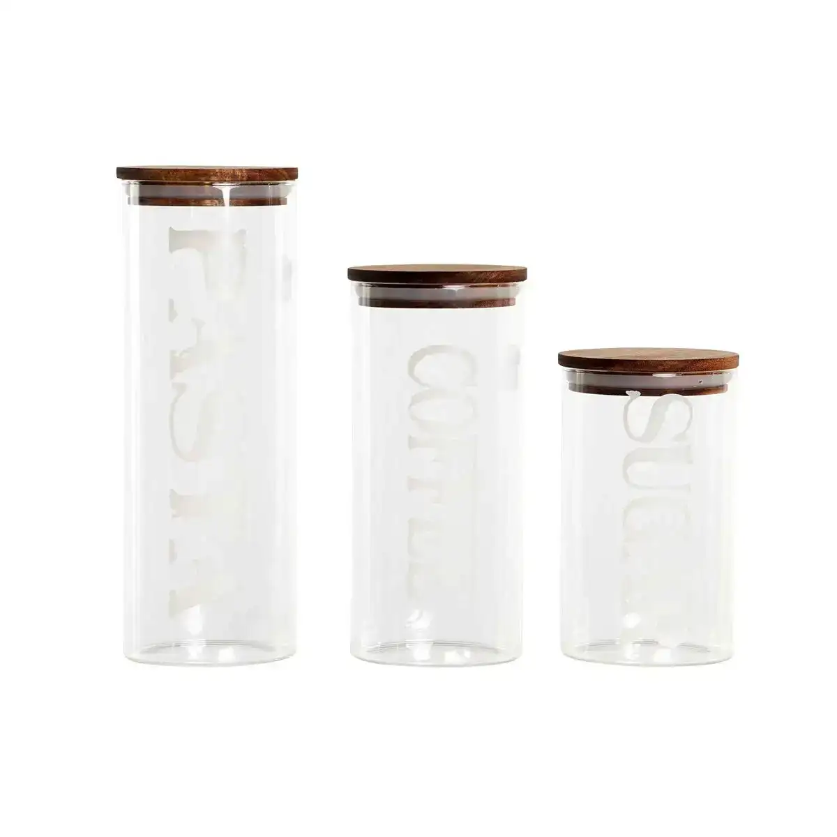 Set de 3 boites dkd home decor 10 2 x 10 2 x 27 7 cm naturel transparent acacia lettres verre borosilicate_6286. DIAYTAR COTE D'IVOIRE - Où la Tradition Renouvelée Rencontre l'Innovation. Explorez notre gamme de produits qui fusionnent l'héritage culturel avec les besoins contemporains.