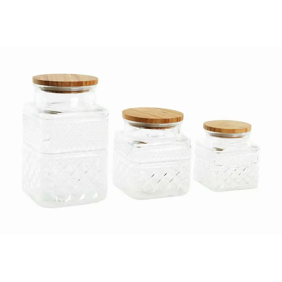 Set de 3 boites dkd home decor verre naturel transparent bambou 12 x 12 x 20 cm_4649. DIAYTAR COTE D'IVOIRE - Où Chaque Produit a sa Place. Parcourez notre catalogue et choisissez des articles qui s'intègrent parfaitement à votre style et à votre espace.