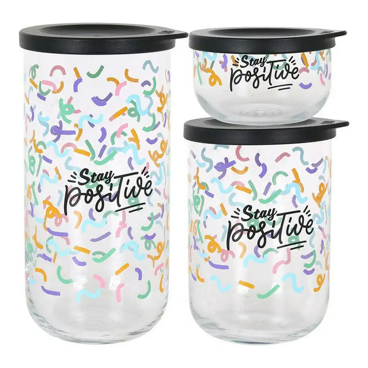 Set de 3 boites lav positive verre_3788. DIAYTAR COTE D'IVOIRE - Où Choisir est un Acte de Création. Naviguez à travers notre plateforme et choisissez des produits qui complètent votre histoire personnelle.