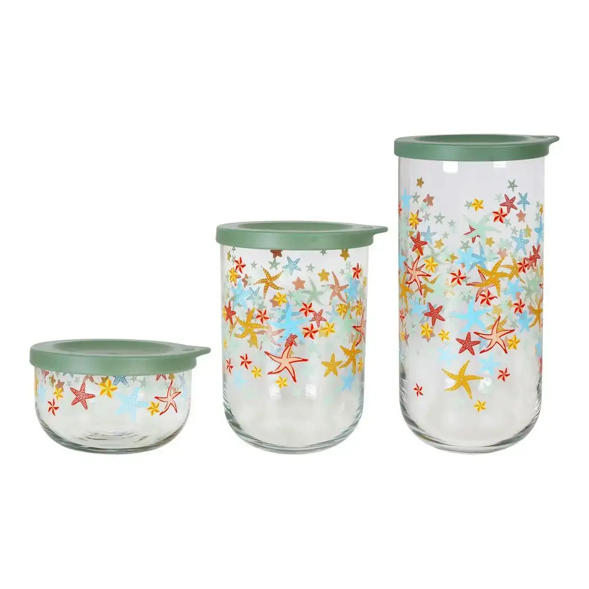 Set de 3 boites lav starfish verre_7589. DIAYTAR COTE D'IVOIRE - Votre Passage vers l'Éclat et la Beauté. Explorez notre boutique en ligne et trouvez des produits qui subliment votre apparence et votre espace.