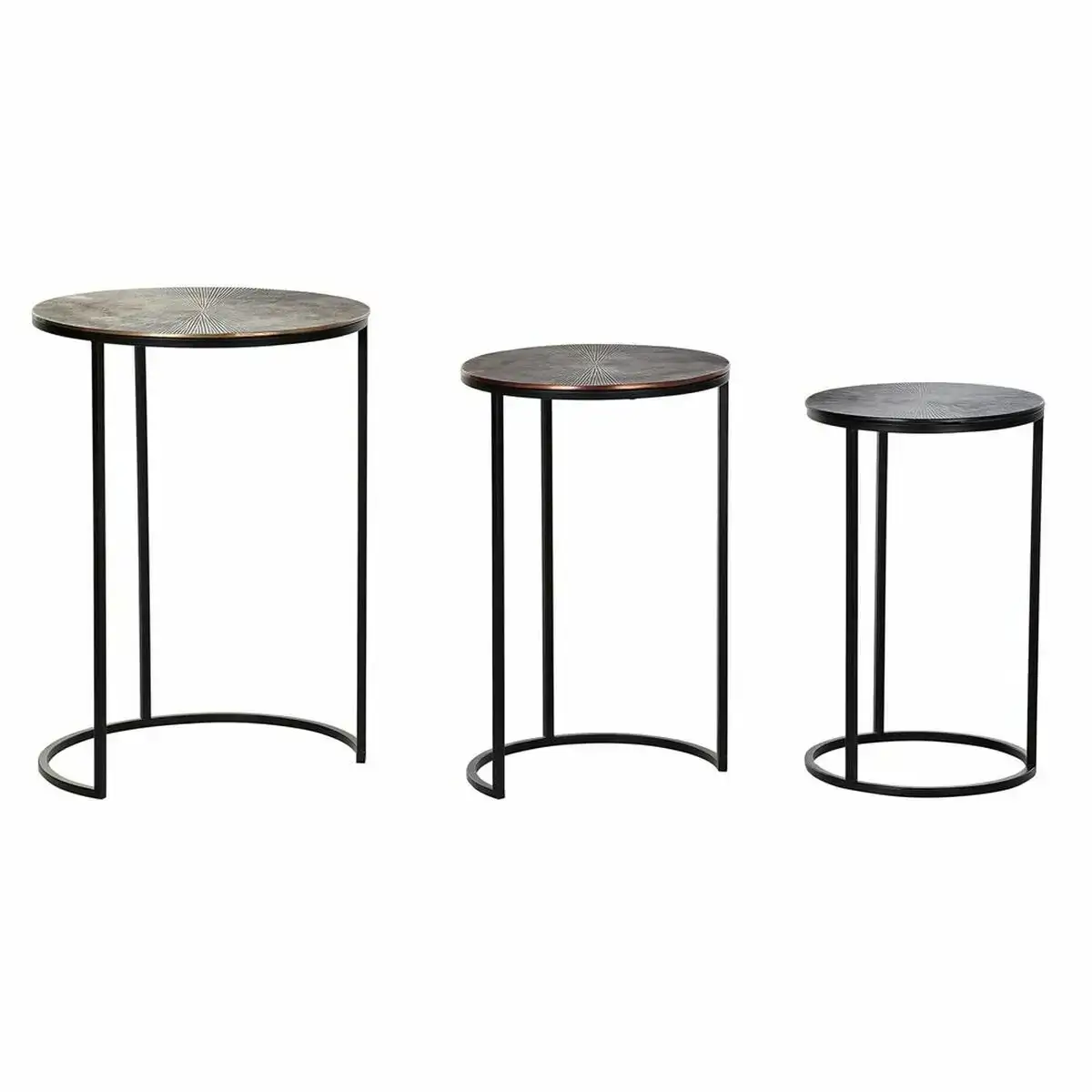 Set de 3 tables gigognes dkd home decor 44 x 44 x 61 cm noir dore cuivre aluminium_1266. DIAYTAR COTE D'IVOIRE - Votre Plateforme Shopping de Confiance. Naviguez à travers nos rayons et choisissez des produits fiables qui répondent à vos besoins quotidiens.