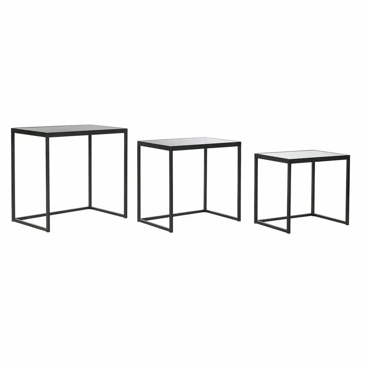 Set de 3 tables gigognes dkd home decor 58 x 36 5 x 53 5 cm verre noir metal_4046. DIAYTAR COTE D'IVOIRE - Là où Chaque Produit a son Histoire. Découvrez notre gamme de produits, chacun portant en lui le récit de l'artisanat et de la passion, pour vous offrir une expérience de shopping authentique.