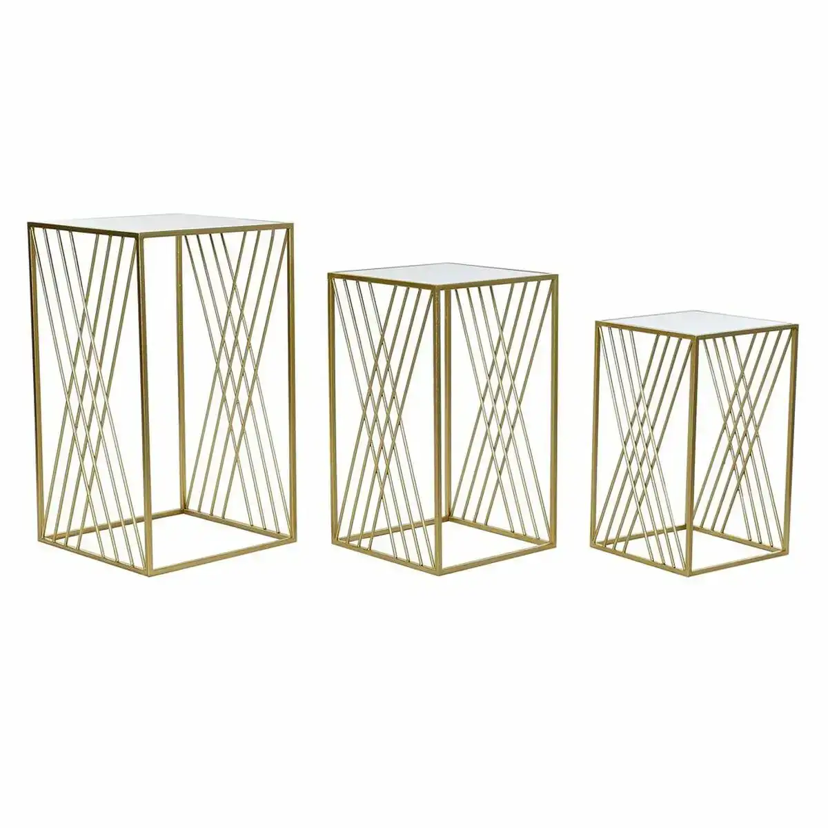 Set de 3 tables gigognes dkd home decor miroir dore metal 40 x 40 x 70 cm_9532. DIAYTAR COTE D'IVOIRE - Où Votre Shopping Prend Vie. Explorez notre boutique en ligne pour trouver des articles qui vous ressemblent et qui ajoutent de l'éclat à votre quotidien.