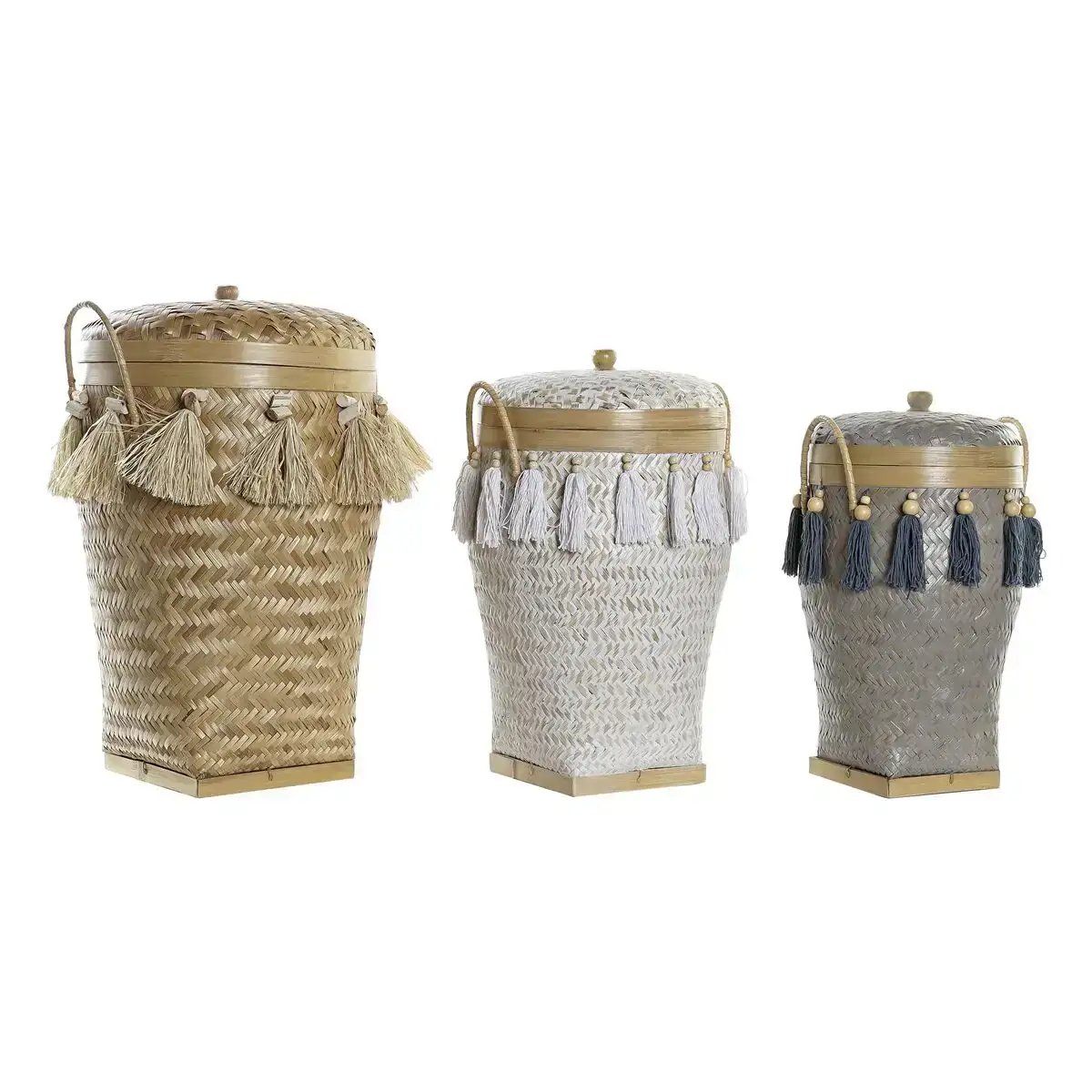 Set de basket dkd home decor 39 x 39 x 55 cm bambou frange boho_5605. DIAYTAR COTE D'IVOIRE - Votre Plateforme Shopping, Votre Choix Éclairé. Explorez nos offres et choisissez des articles de qualité qui reflètent votre style et vos valeurs.