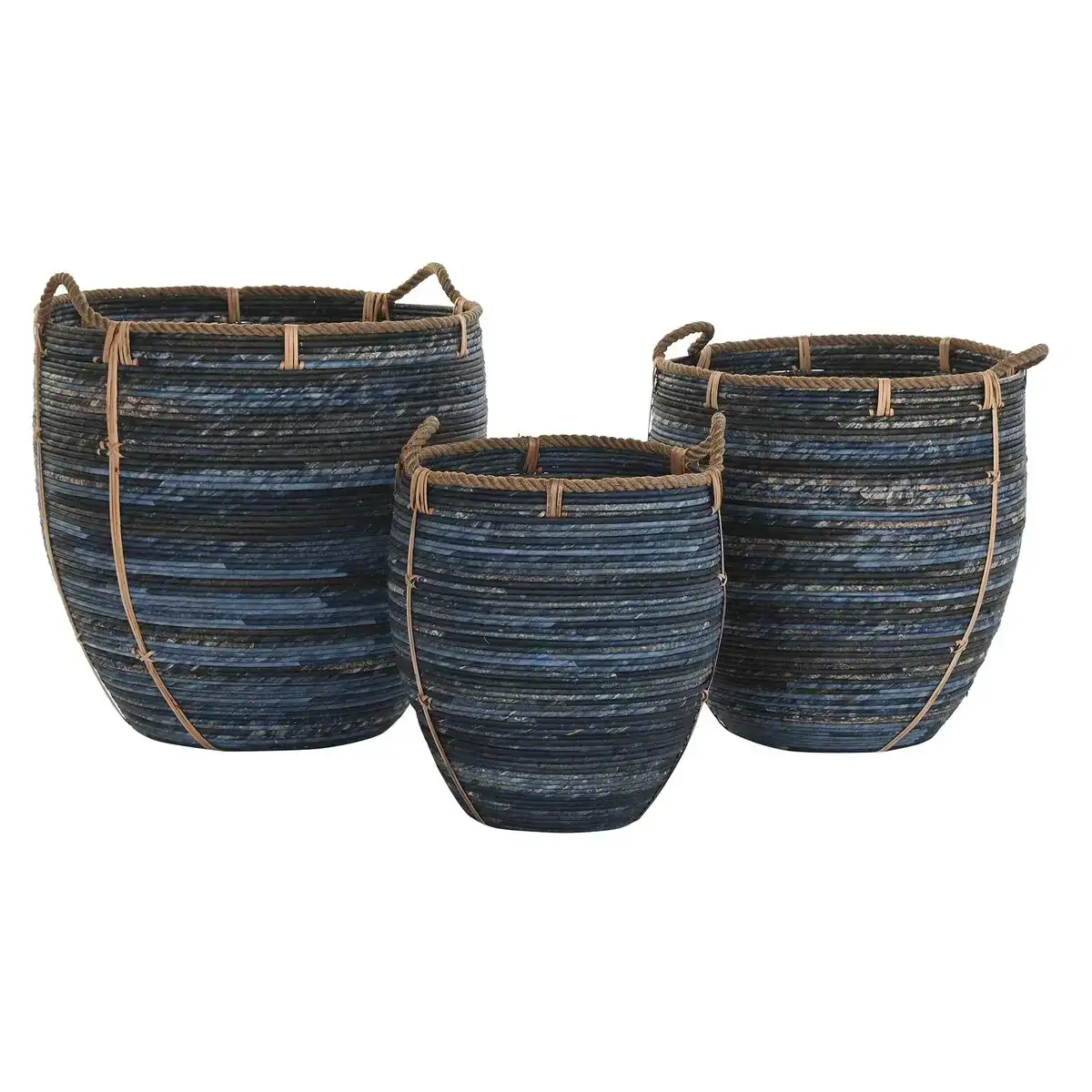 Set de basket dkd home decor blue marine 56 x 56 x 60 cm_3859. DIAYTAR COTE D'IVOIRE - Votre Portail Vers l'Exclusivité. Explorez notre boutique en ligne pour trouver des produits uniques et exclusifs, conçus pour les amateurs de qualité.