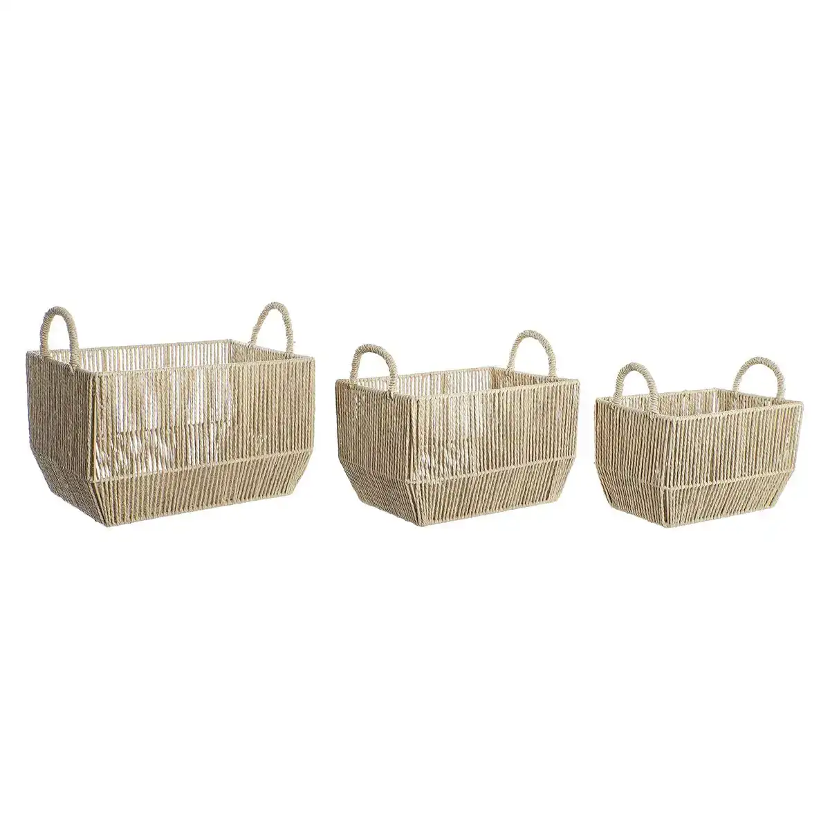 Set de basket dkd home decor metal fibre naturelle 40 x 30 x 25 cm _9501. DIAYTAR COTE D'IVOIRE - Où Choisir est un Acte d'Amour pour le Côte d'Ivoire. Explorez notre boutique en ligne et choisissez des articles qui célèbrent la culture et l'artisanat du pays.
