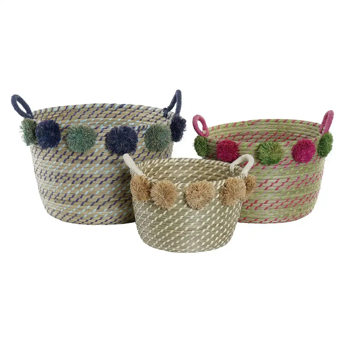 Set de basket dkd home decor pp pompons mediterraneen 46 x 44 x 34 cm _1020. DIAYTAR COTE D'IVOIRE - L'Art de Vivre l'Excellence au Quotidien. Explorez notre gamme et choisissez des produits qui ajoutent une note de prestige à votre vie.