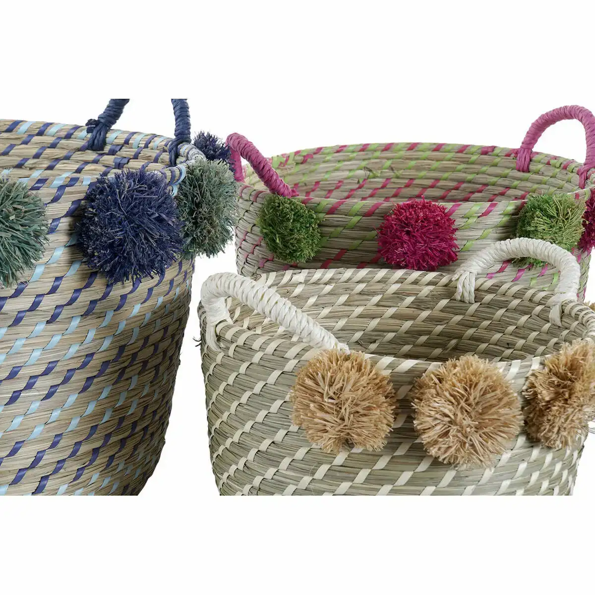 Set de basket dkd home decor pp pompons mediterraneen 46 x 44 x 34 cm _6427. DIAYTAR COTE D'IVOIRE - Votre Univers Shopping Éclectique. Explorez nos offres variées et découvrez des articles qui embrassent la diversité et la polyvalence de vos besoins.
