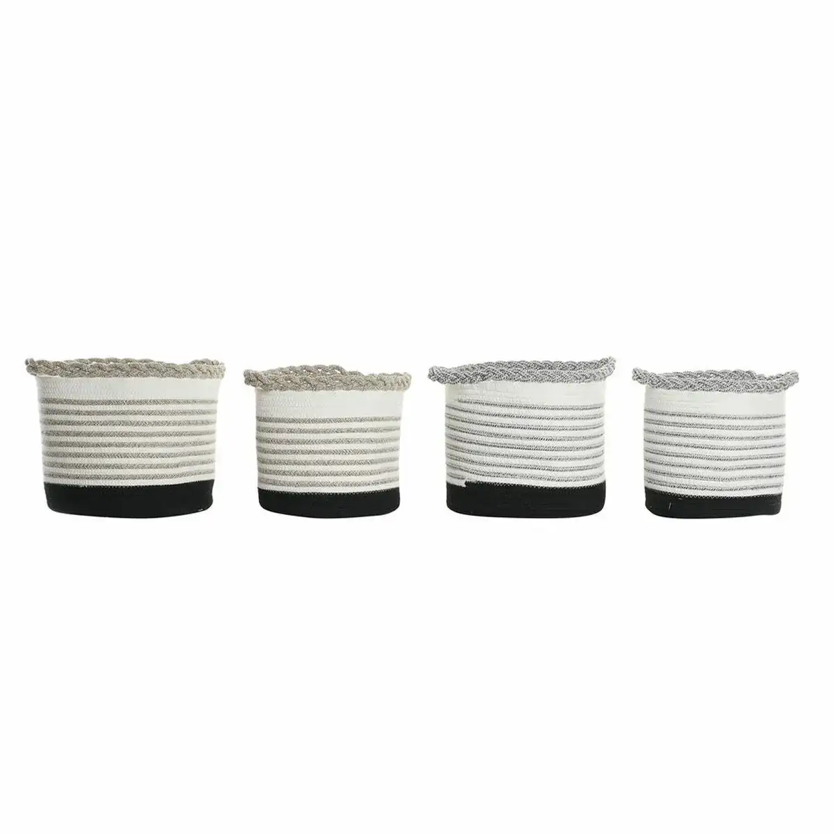 Set de basket dkd home decor rayures noir gris marron 30 x 30 x 30 cm blanc boho 2 unites 4 pcs _5459. Entrez dans l'Univers de DIAYTAR COTE D'IVOIRE - Où Chaque Produit a une Signification. Explorez notre gamme diversifiée et découvrez des articles qui résonnent avec votre vie.