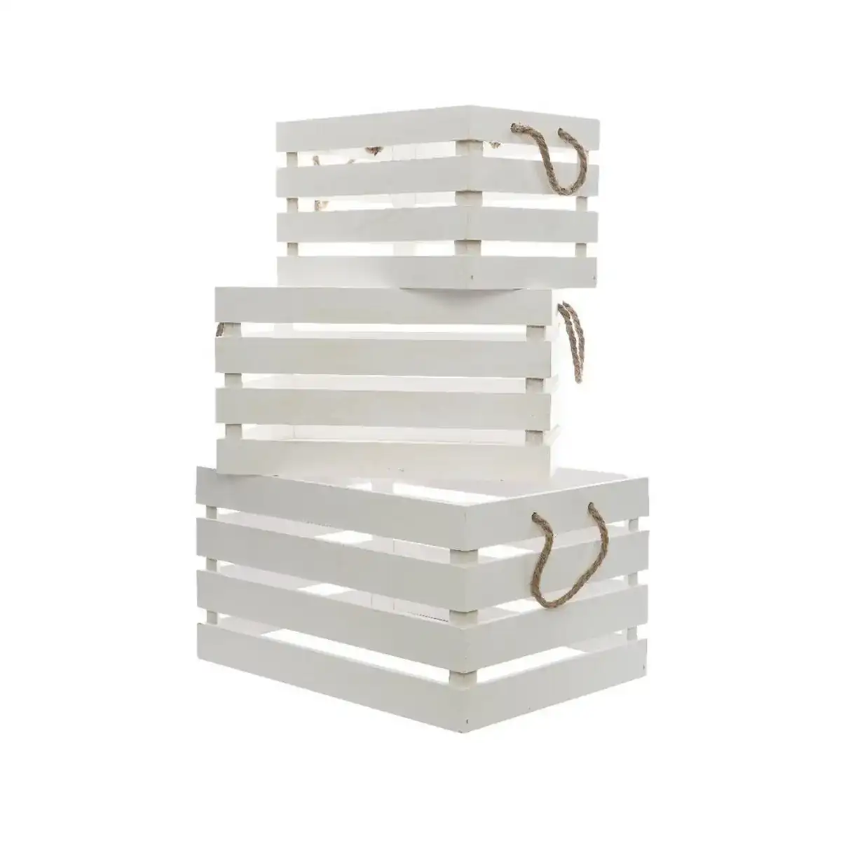 Set de boites decoratives decoris blanc avec des poignees bois 3 pieces _4448. DIAYTAR COTE D'IVOIRE - L'Art de Vivre en Couleurs. Découvrez notre boutique en ligne et trouvez des produits qui ajoutent une palette vibrante à votre quotidien.