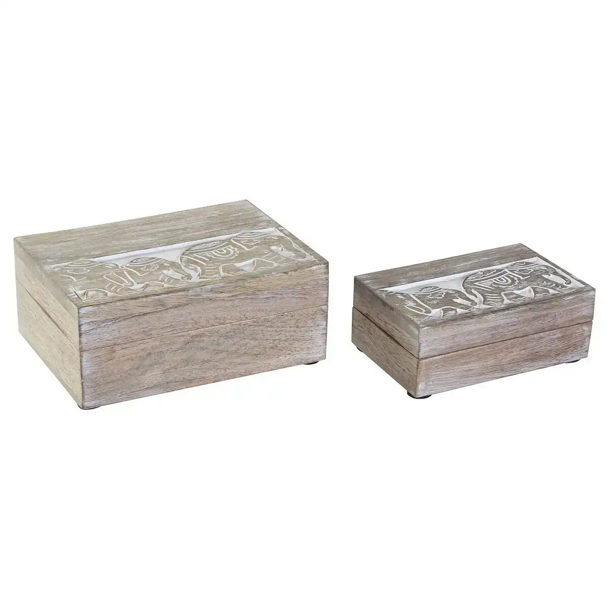 Set de boites decoratives dkd home decor elephant blanc bois de manguier 18 x 13 x 8 cm 2 unites _6420. Bienvenue chez DIAYTAR COTE D'IVOIRE - Où le Shopping Devient un Voyage. Explorez notre plateforme pour dénicher des produits uniques, racontant l'histoire et l'âme du Côte d'Ivoire.
