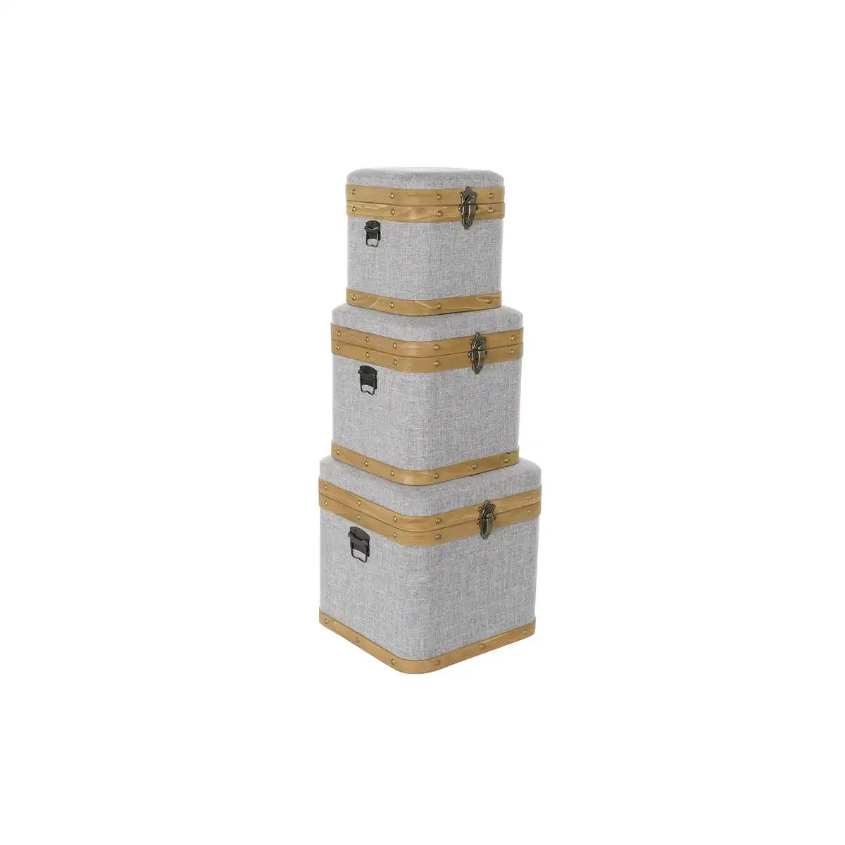 Set de boites decoratives dkd home decor gris bois polyester 3 pcs _3333. DIAYTAR COTE D'IVOIRE - Là où la Diversité Rencontre la Qualité. Parcourez notre gamme complète et trouvez des produits qui incarnent la richesse et l'unicité du Côte d'Ivoire.