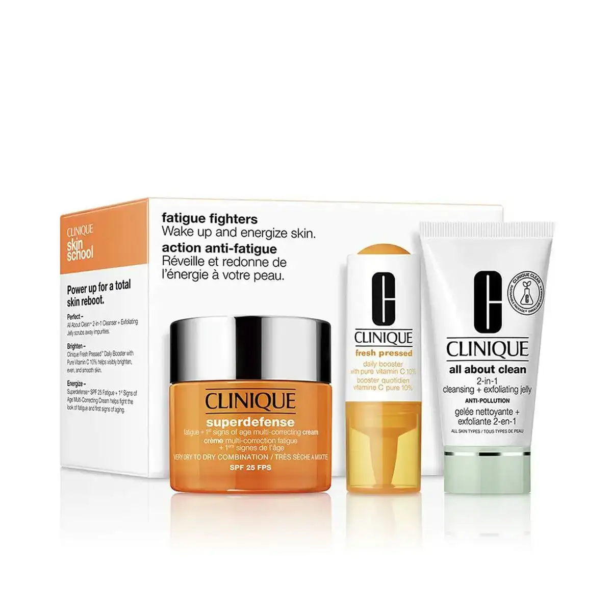 Set de cosmetique unisexe clinique superdefense 3 pieces_9553. DIAYTAR COTE D'IVOIRE - Votre Source de Découvertes Shopping. Naviguez à travers nos catégories et découvrez des articles qui vous surprendront et vous séduiront.