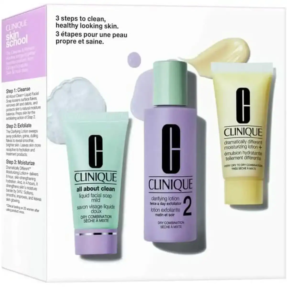Set de cosmetiques femme clinique skin school 3 pieces_6302. DIAYTAR COTE D'IVOIRE - Où Chaque Détail Fait la Différence. Parcourez notre sélection soignée et choisissez des articles qui rehaussent votre quotidien, du fonctionnel à l'esthétique.